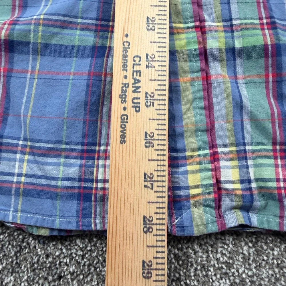 Polo Ralph‎ Lauren Button Down Medium Blue Multi Plaid Classic Fit Short Sleeve